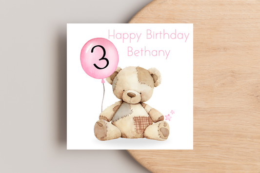 Personalised Bear Birthday Card