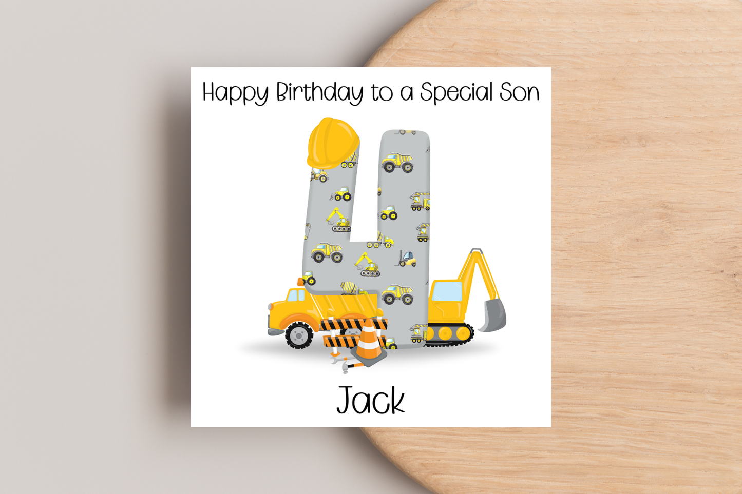 Personalised Digger Construction Themed Birthday Card