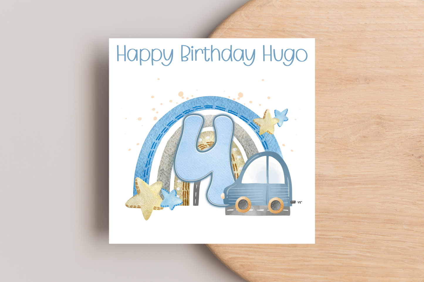 Personalised Car Rainbow Birthday Card