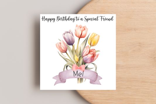 Personalised Bunch of Flowers Birthday Card