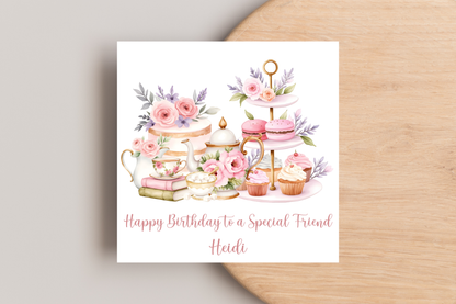 Personalised Afternoon Tea Birthday Card