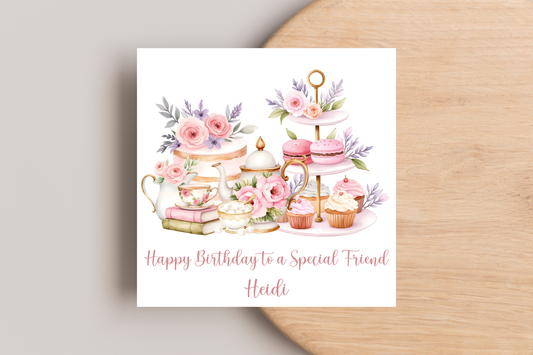 Personalised Afternoon Tea Birthday Card