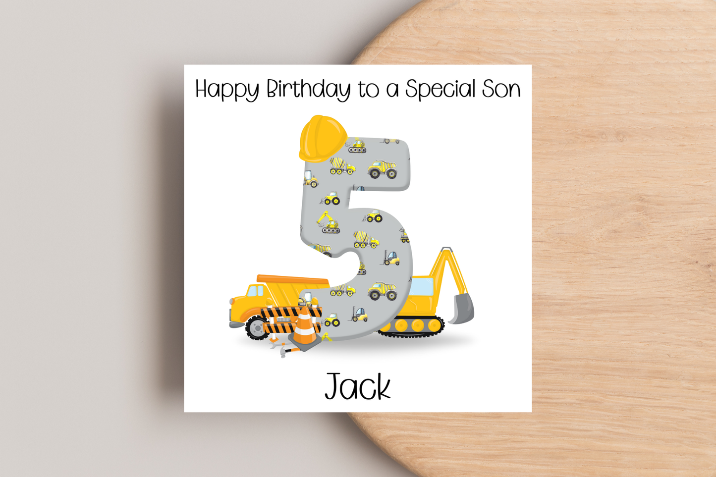 Personalised Digger Construction Themed Birthday Card