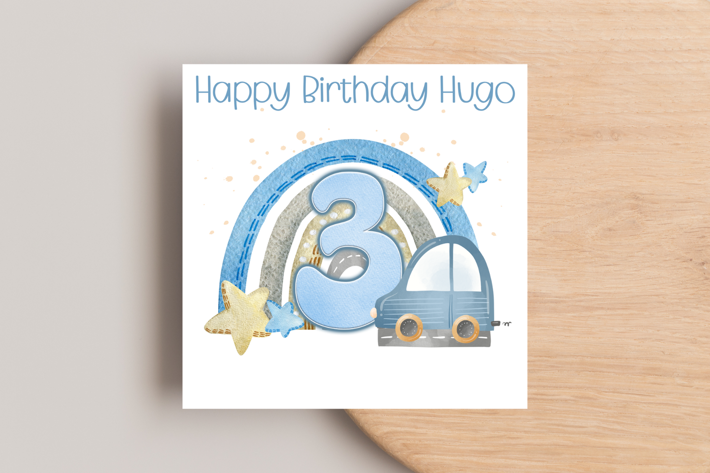 Personalised Car Rainbow Birthday Card