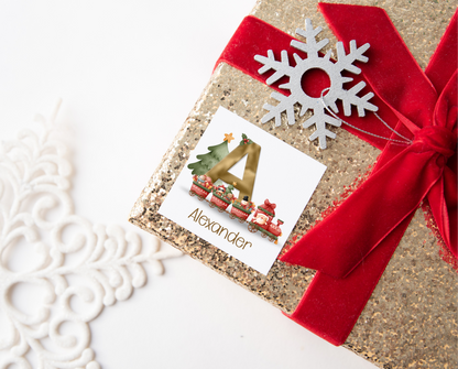 Personalised Initial Christmas Train Christmas Present Labels