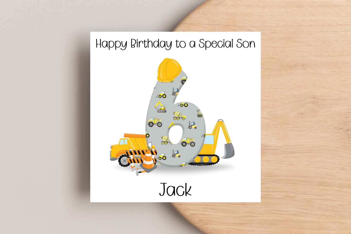 Personalised Digger Construction Themed Birthday Card