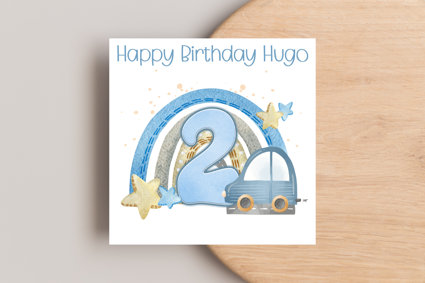 Personalised Car Rainbow Birthday Card