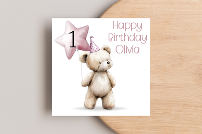 Personalised Bear Birthday Card