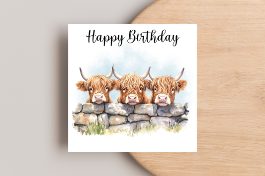 Highland Cow Birthday Card