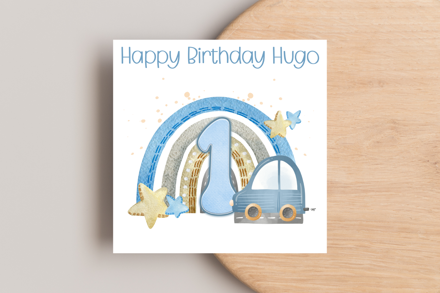 Personalised Car Rainbow Birthday Card