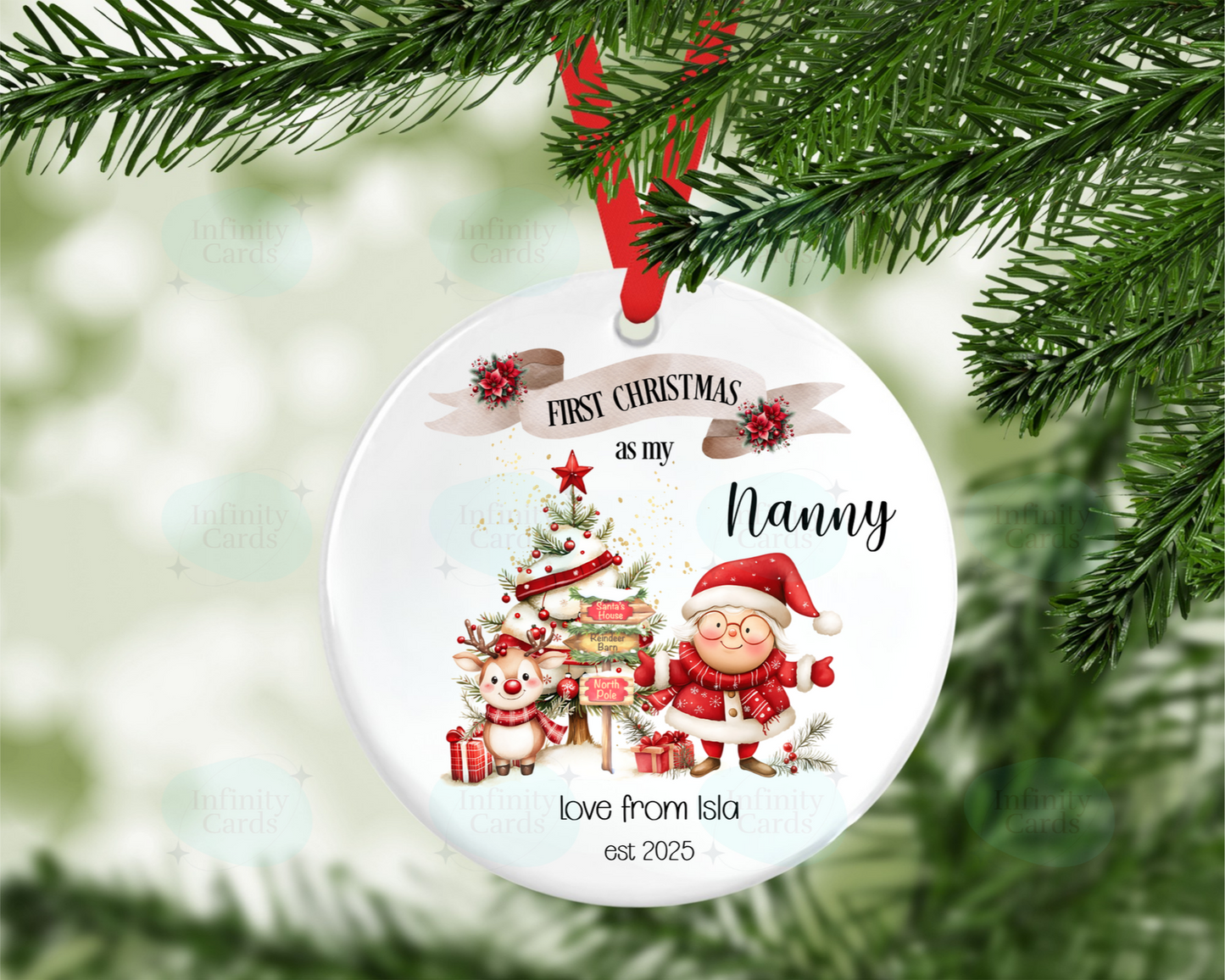 Personalised First Christmas As My Nanny Christmas Tree Decoration