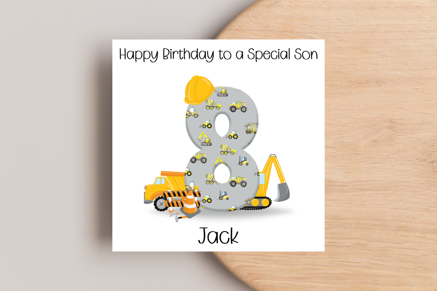Personalised Digger Construction Themed Birthday Card