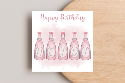 Personalised Pink Fizz Birthday Card