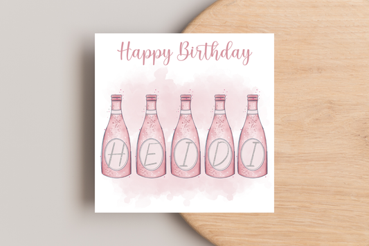 Personalised Pink Fizz Birthday Card