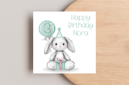Personalised Birthday Bunny Birthday Card