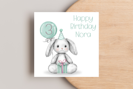 Personalised Birthday Bunny Birthday Card