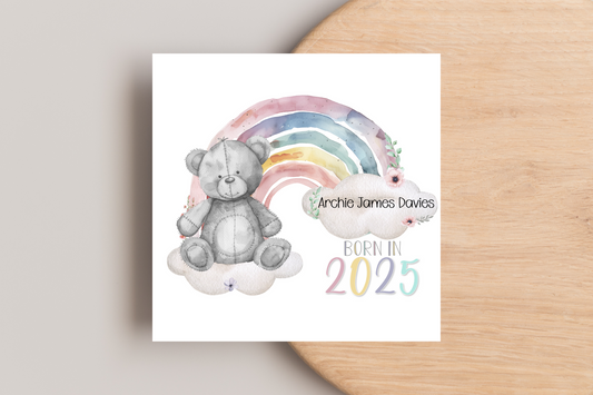 Personalised Born In 2025 New Baby Card