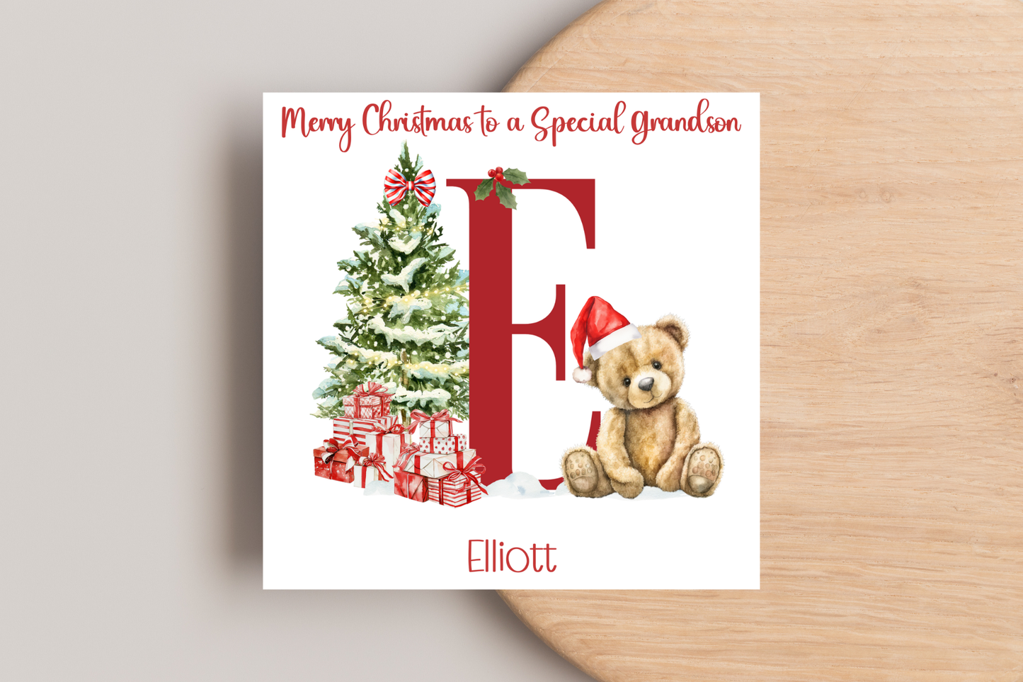Personalised Teddy Bear Christmas Card