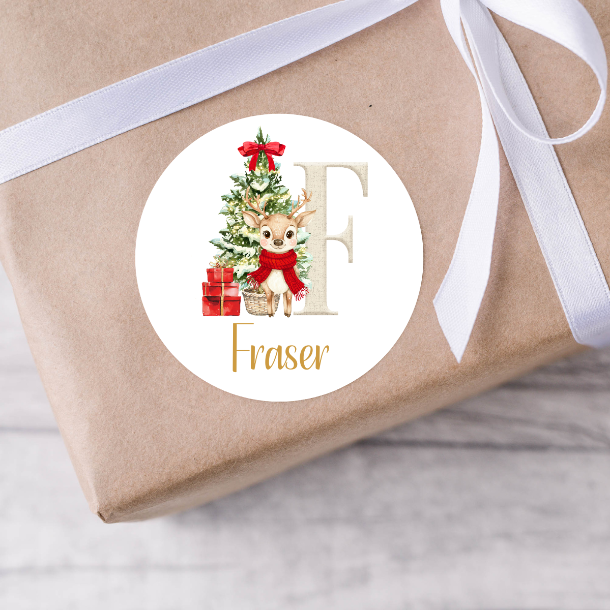 Personalised Reindeer Christmas Present Labels