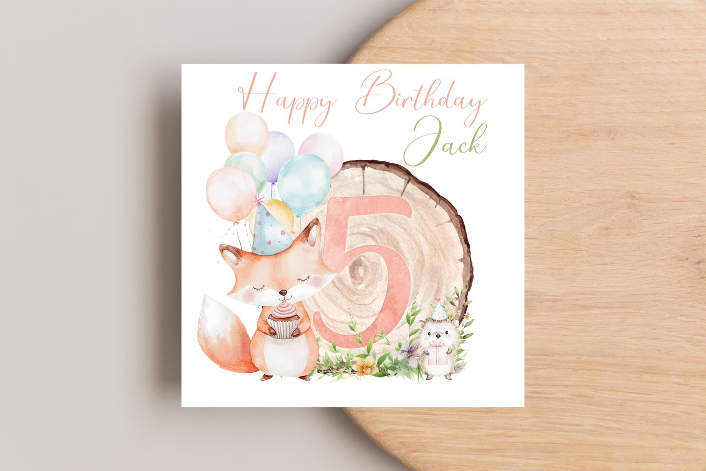 Personalised Woodland Fox Birthday Card