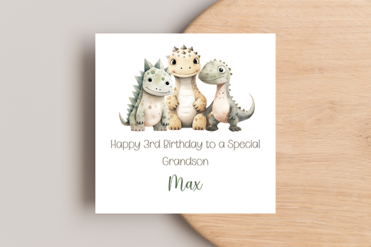 Personalised Dinosaur Birthday Card