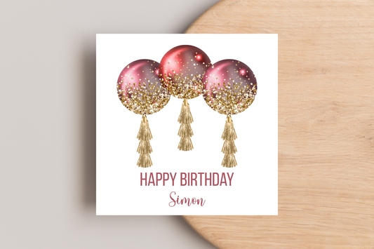 Personalised Red Balloons Birthday Card