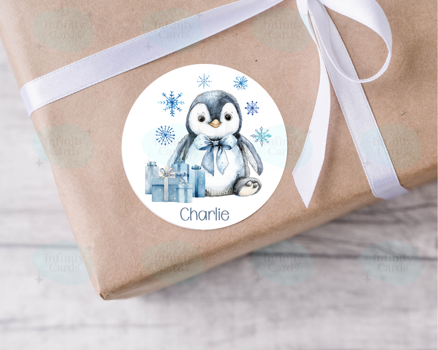 Personalised Penguin Christmas Present Labels
