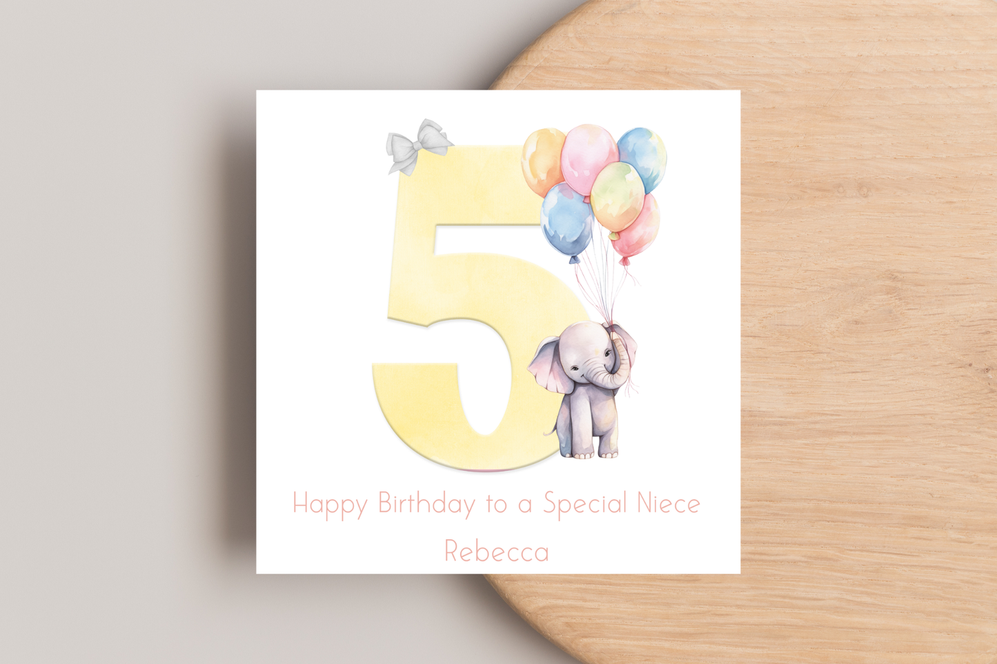Personalised Yellow Elephant Birthday Card