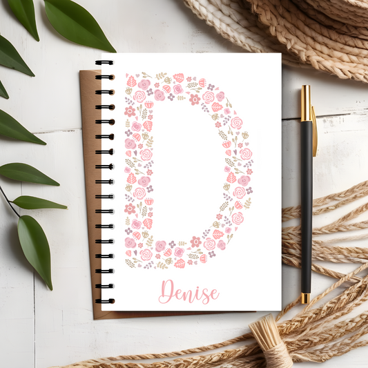 Personalised Floral Initial Notebook