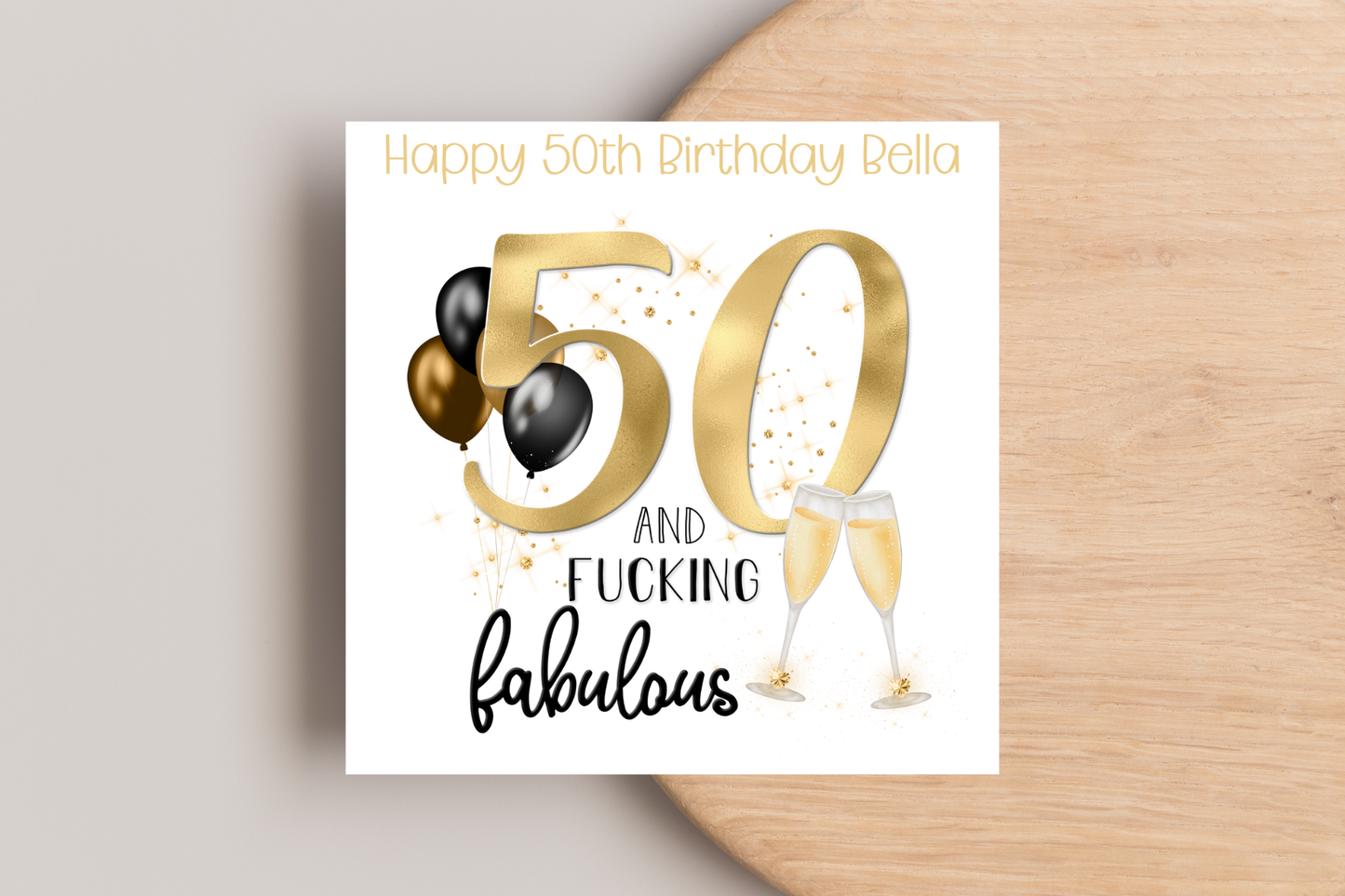 Personalised 50 and Fabulous Birthday Card