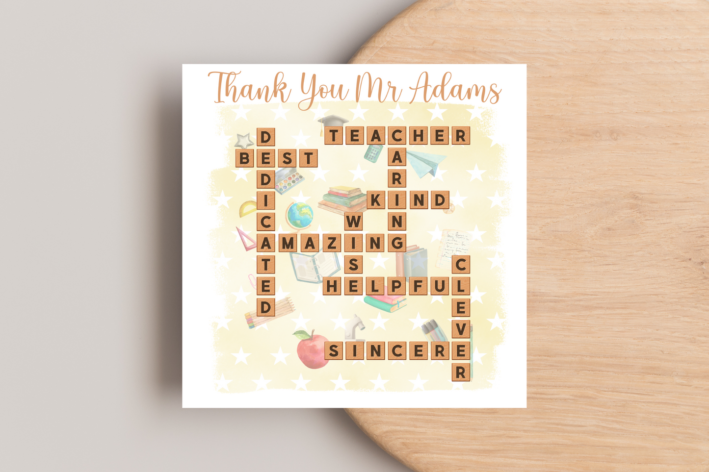 Thank You Teacher End Of Year Personalised Crossword Card