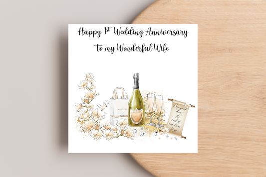 Personalised 1st Wedding Anniversary Card