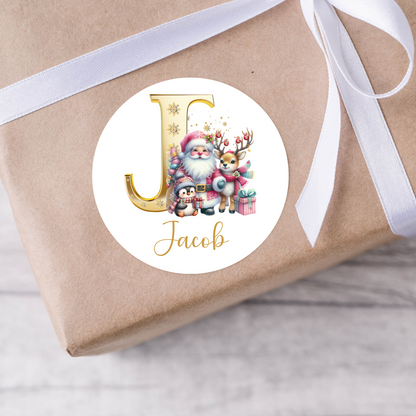 Personalised Santa and Penguin Christmas Present Labels