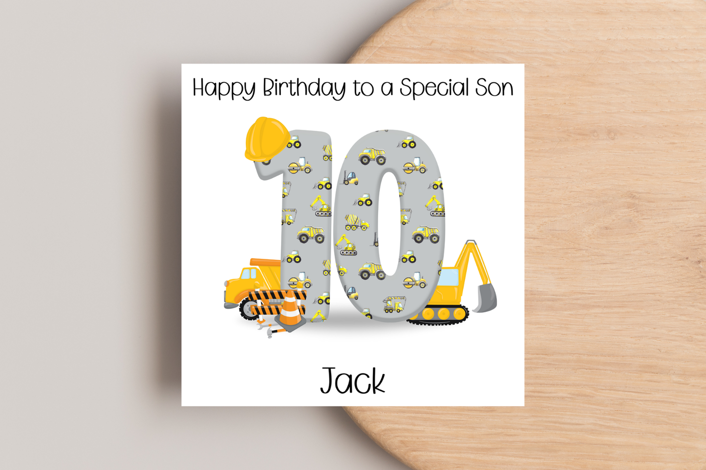 Personalised Digger Construction Themed Birthday Card