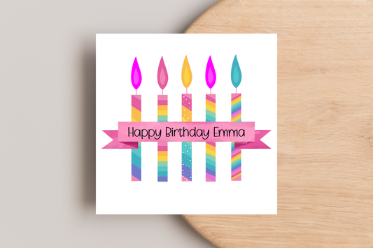 Personalised Colourful Candles Birthday Card