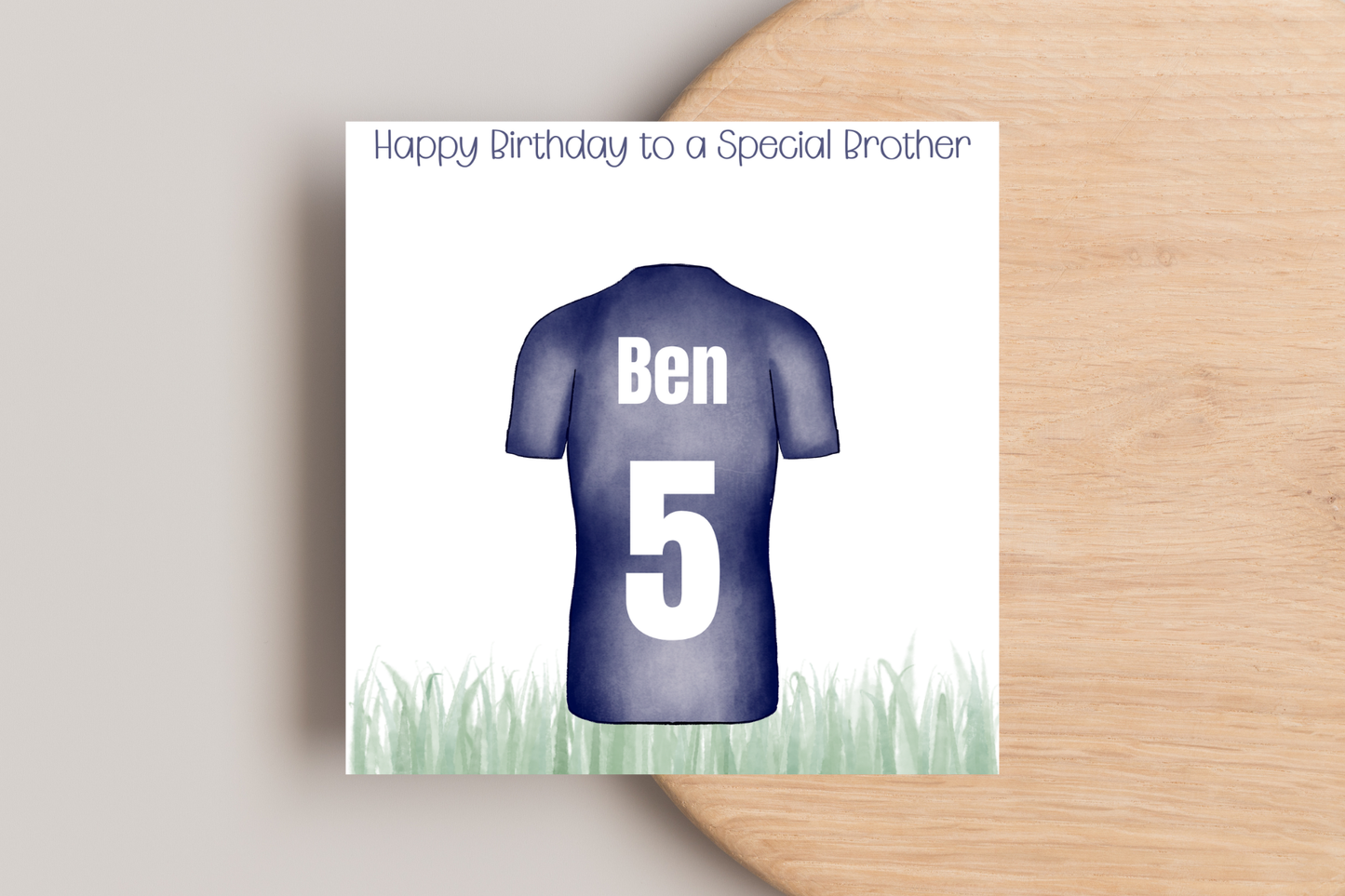Personalised Football Shirt Name and Number Birthday Card