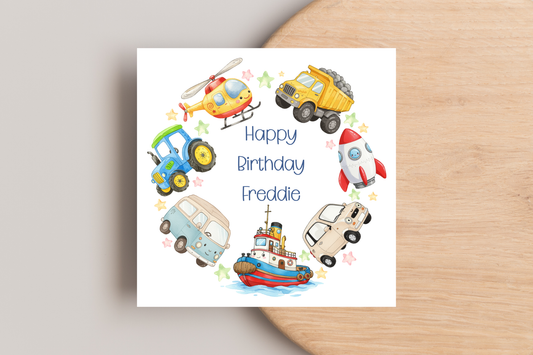 Personalised Vehicle Birthday Card
