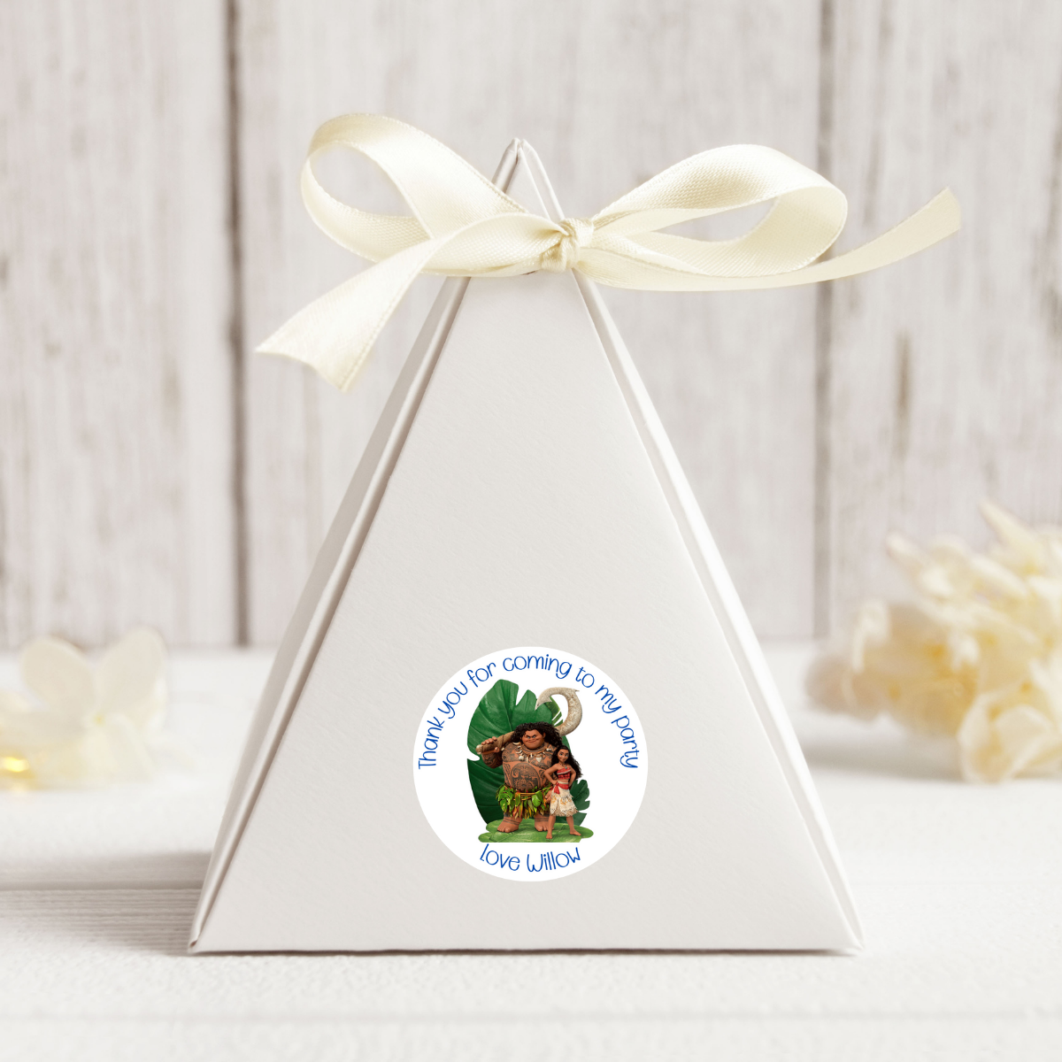 24 X Moana Thank You For Coming To My Party Stickers: Personalise Your Party Favours!
