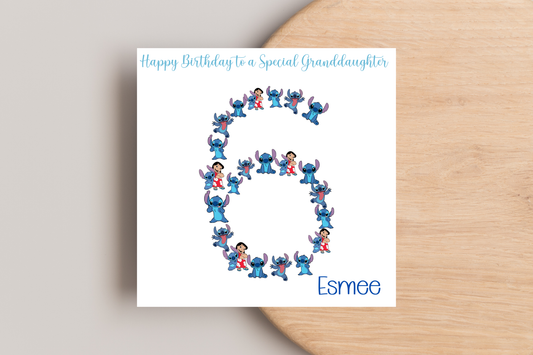 Stitch-Inspired 6th Birthday Card