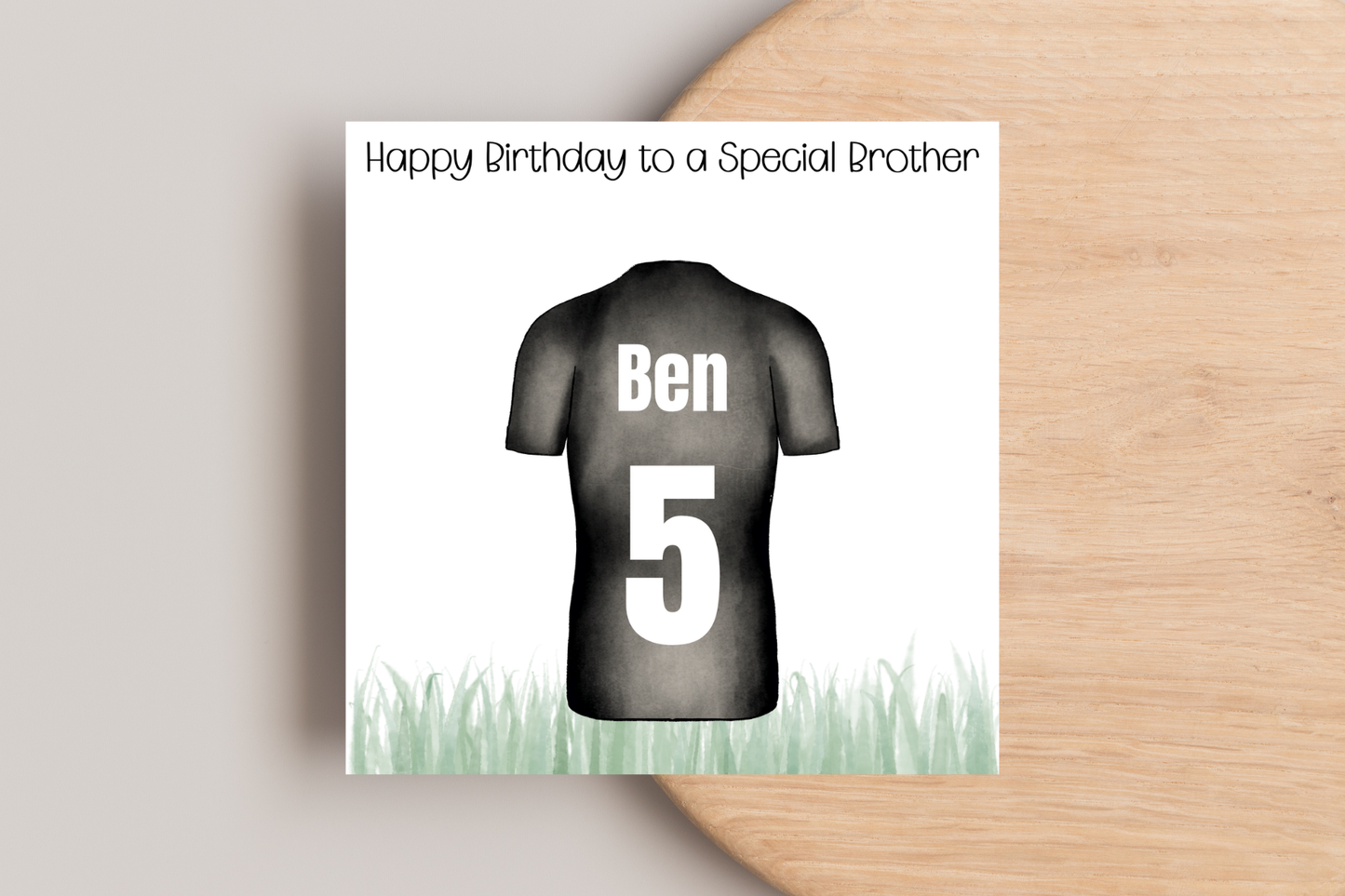 Personalised Football Shirt Name and Number Birthday Card