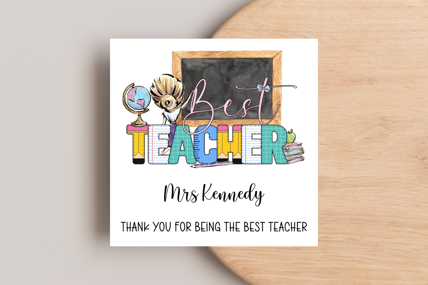 Personalised Best Teacher Classroom Card