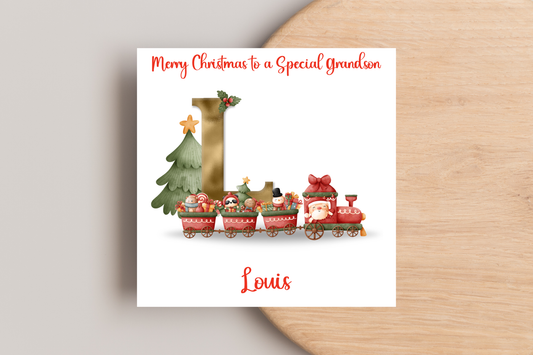 Personalised Animal Train Christmas Card