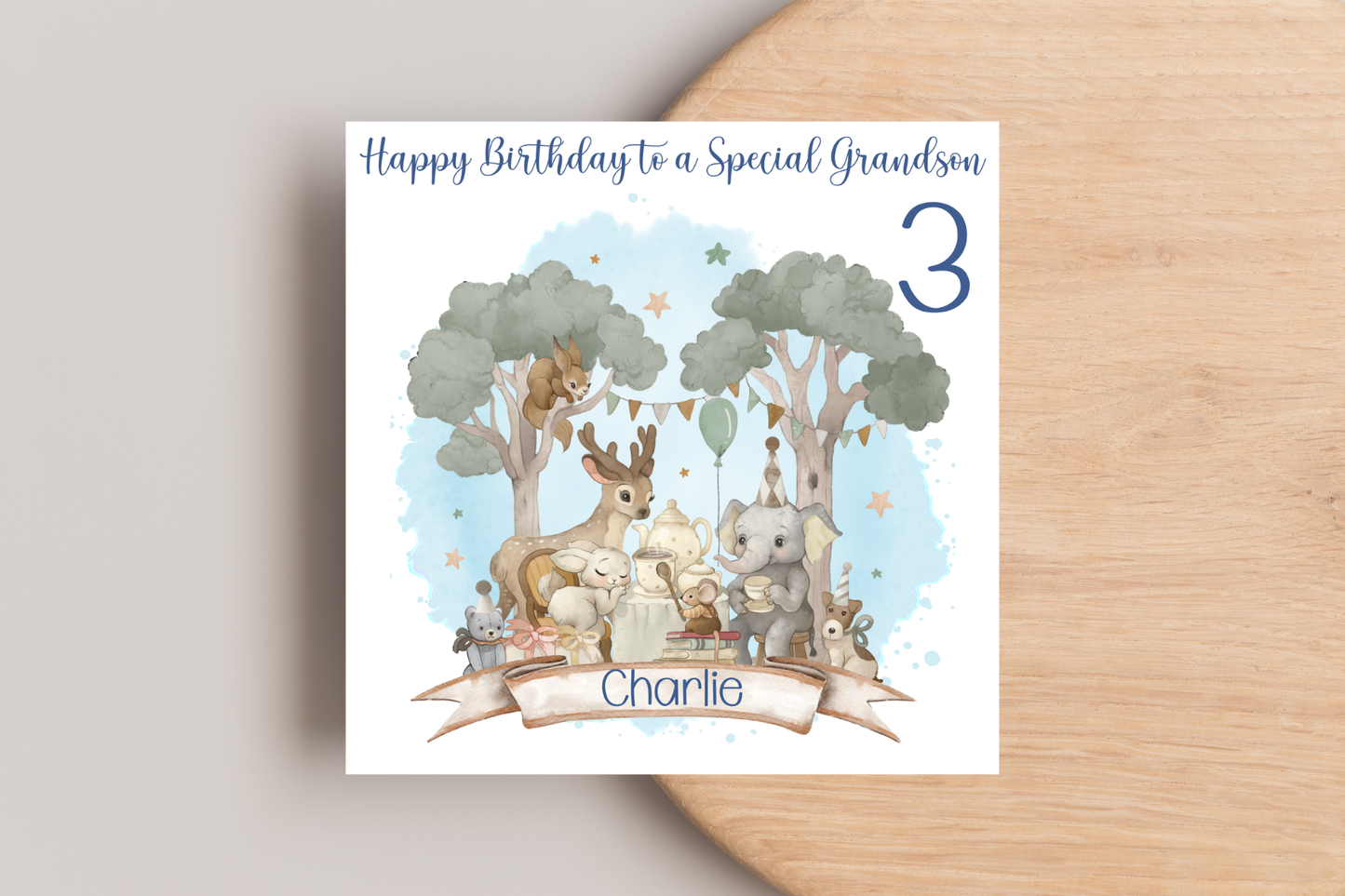 Personalised Animal Tea Party Birthday Card