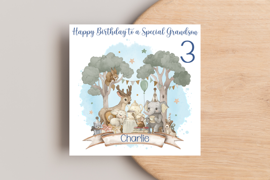Personalised Animal Tea Party Birthday Card