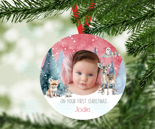 Personalised First Christmas Photo Christmas Tree Decoration