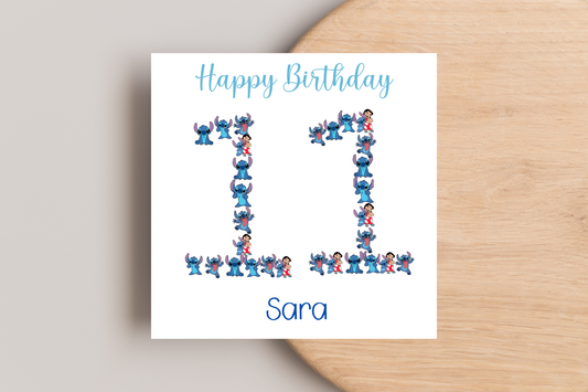 Stitch-Inspired 11th Birthday Card