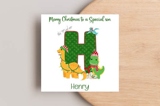 Personalised Dinosaur Christmas Card