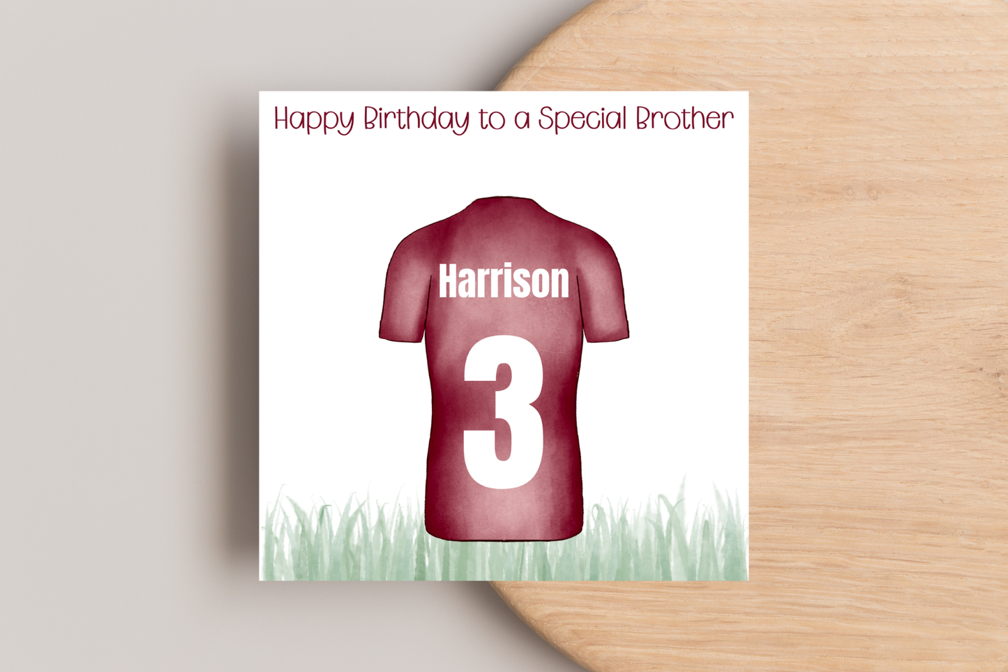 Personalised Football Shirt Name and Number Birthday Card