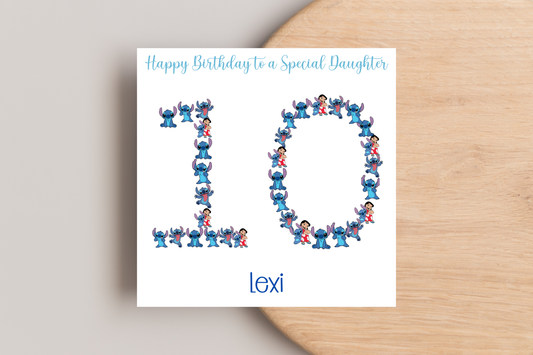 Stitch-Inspired 10th Birthday Card