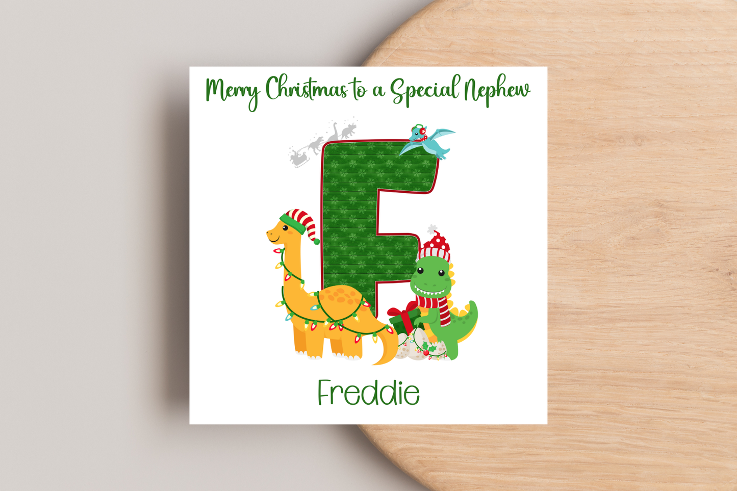 Personalised Dinosaur Christmas Card